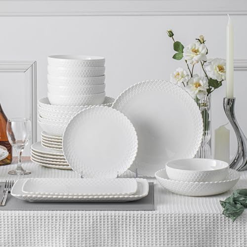 26 Piece Dinnerware Set for 6 Modern Style Plates and Bowls