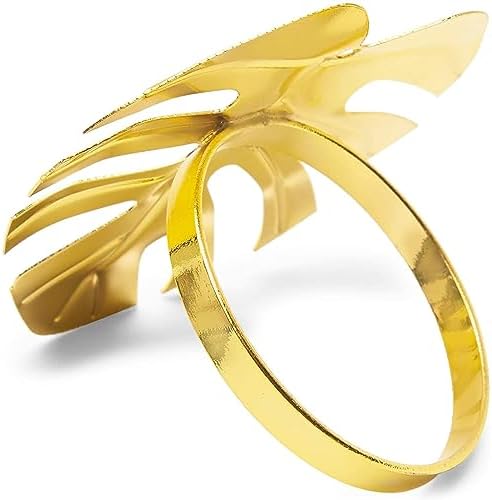 Juvale Tropical Gold Leaf Napkin Rings 12-Pack