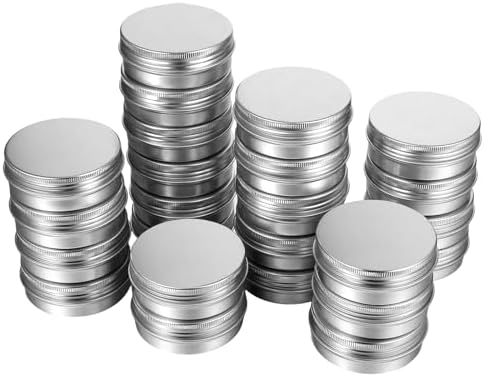 WLLHYF 48 Pcs Aluminum Round Cans 2 Oz Food Containers with Lids