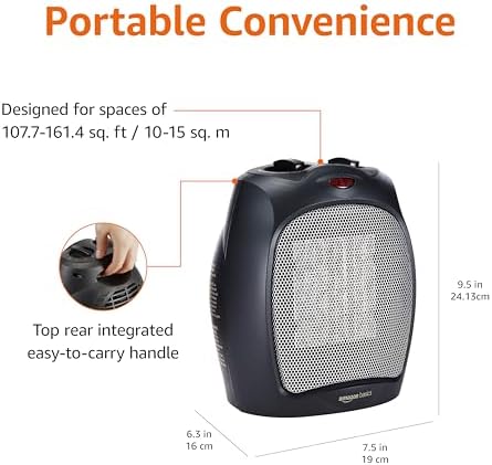 Amazon Basics 1500W Ceramic Space Heater Black