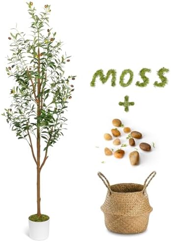 6FT Artificial Olive Tree with Planter and Basket