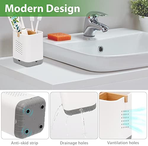 Boperzi Bamboo Toothbrush and Toothpaste Holder with Drainage