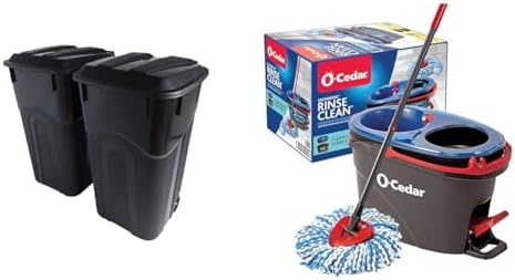 United Solutions 32 Gallon Trash Cans 2 Pack with Microfiber Mop and Bucket