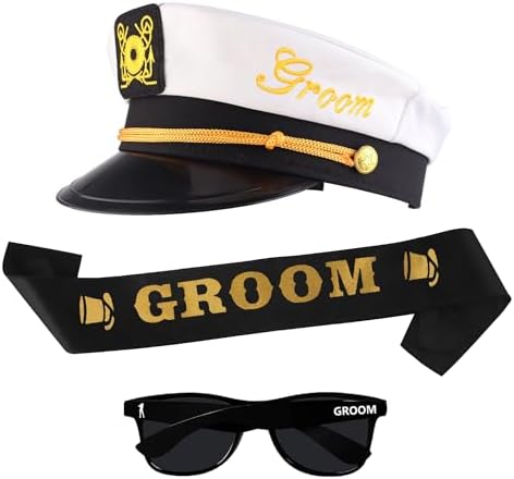 Bachelor Party Captains Hat Glasses Sash Set