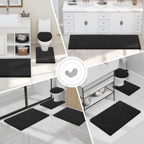 Smiry Luxury Chenille Bath Rug 30x20 Black