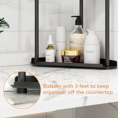 2 Tier Bathroom Counter Organizer with Guardrails and Non-Slip Feet