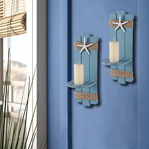 SOMTO Beach Starfish Wall Candle Sconces Set of 2