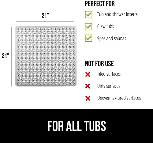 Gorilla Grip Patented Square Shower Mat 21x21 Inch Gray