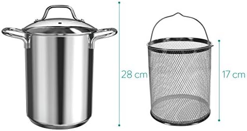 Navaris Asparagus Pot - 41 Qt Stainless Steel Steamer with Removable Basket and Lid