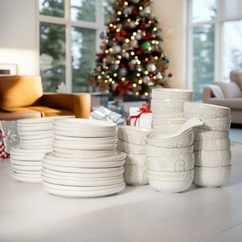 Artena Large Ceramic Dinner Plates Set Of 4 Willow Leaf