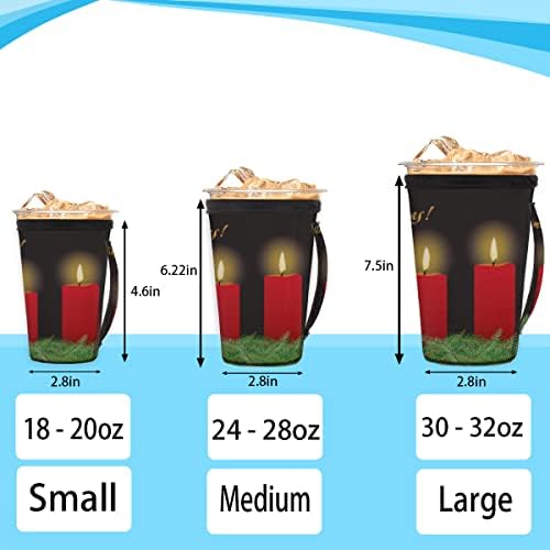 Merry Christmas Reusable Iced Coffee Cup Sleeve With Handle