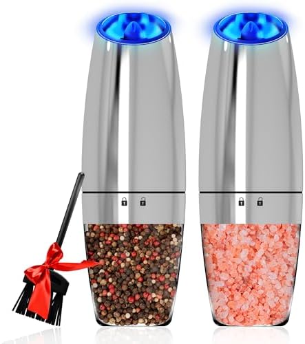 Electric Salt and Pepper Grinder Set with LED Light and Battery