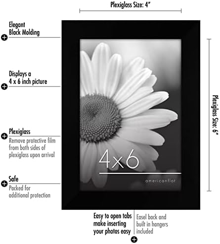 Americanflat 4x6 Picture Frame Set of 6 - Black