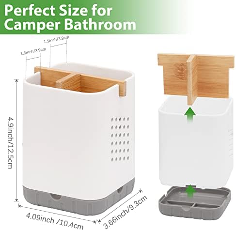 Boperzi Bamboo Toothbrush and Toothpaste Holder with Drainage