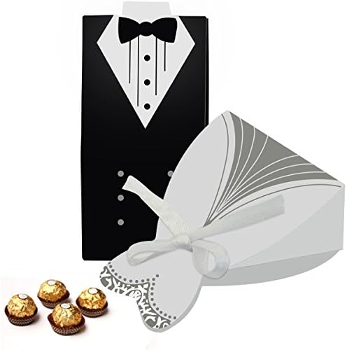 100pcs Wedding Favor Box Set with Ribbon Bow Knots
