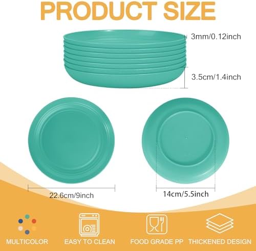 OAMCEG 12pcs Wheat Straw Plates Reusable 9 Inch