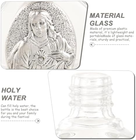 VOSAREA 2 Pack Glass Holy Water Bottles with Silver Cap