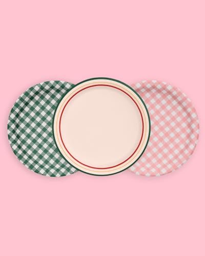 XO Fetti Camp Gingham Paper Plates 24pk 9 Inch