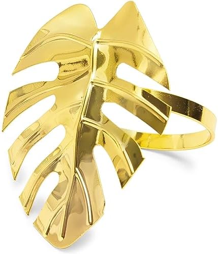 Juvale Tropical Gold Leaf Napkin Rings 12-Pack