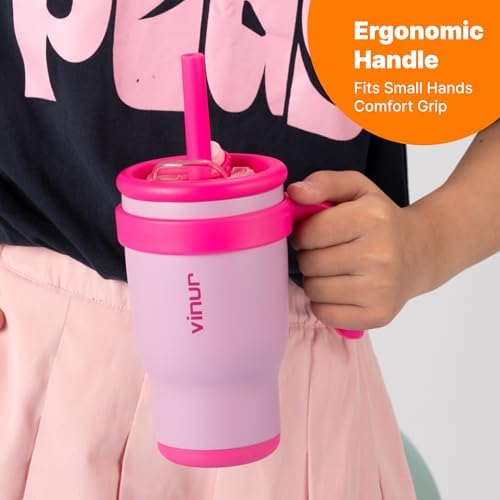 VINUR Kids Insulated Tumbler 17 oz Purple Pink