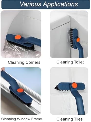 2Pcs Hard Bristle Crevice Cleaning Brush with Rotating Handle