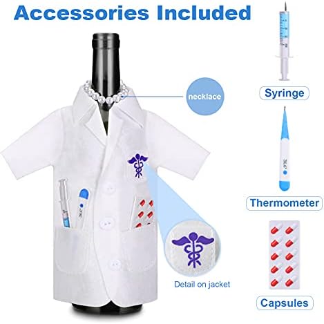 Geiserailie 4 Pcs White Coat Wine Cover Bag for Gifts