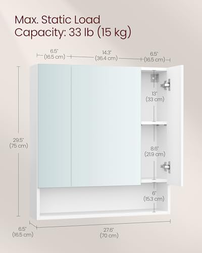 VASAGLE Medicine Cabinet with Mirror and Storage