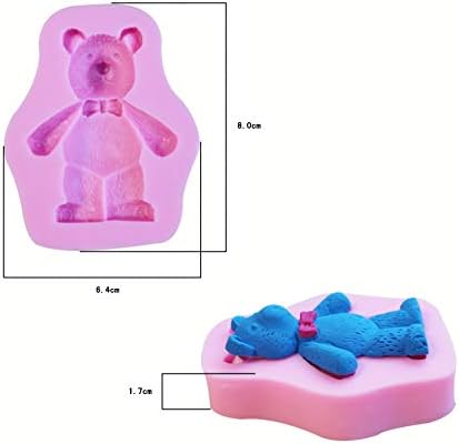 HENGKE 2 Pcs 3D Cute Bear Silicone Fondant Mold