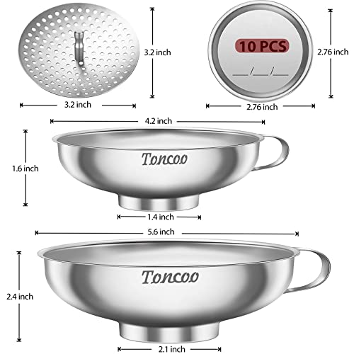 Toncoo 13-Piece Canning Funnel Set with Lids and Strainer