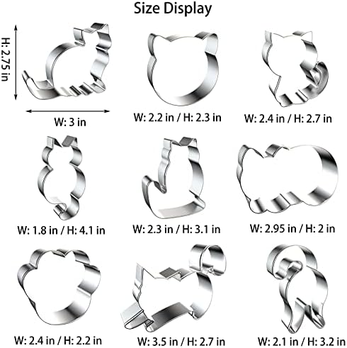9 PCS Cat Cookie Cutters Set - Silver