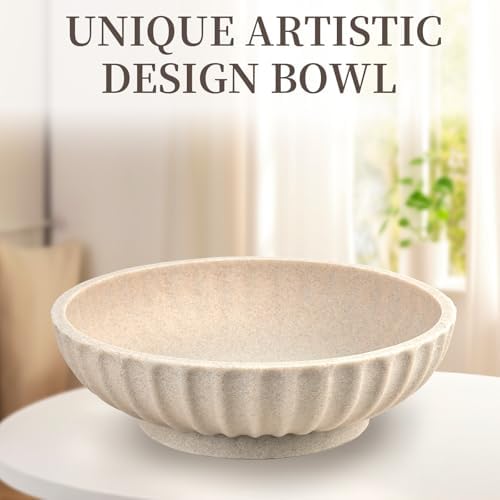 Deobath Large Decorative Bowl - Artificial Stone Beige