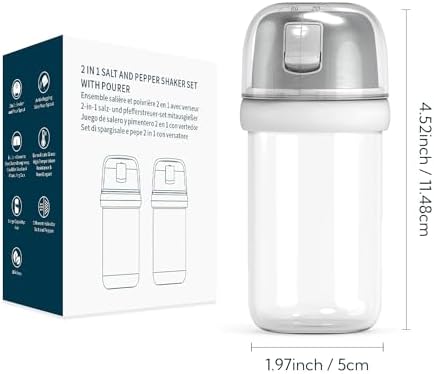KTCHENDAO 2 in 1 Glass Salt Pepper Shaker Set 4oz White