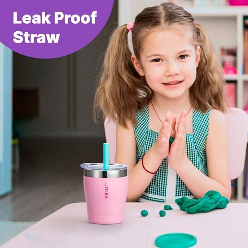 VINUR Kids Cup 9 oz Vacuum Insulated Tumbler with Lid and Straw Purple