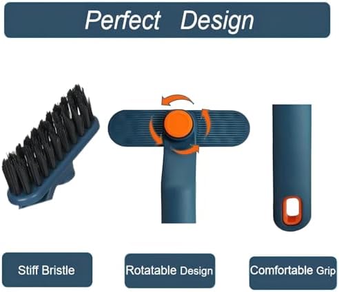 2Pcs Hard Bristle Crevice Cleaning Brush with Rotating Handle