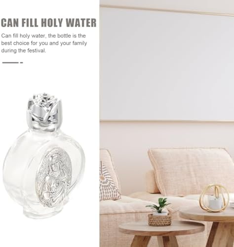 VOSAREA 2 Pack Glass Holy Water Bottles with Silver Cap