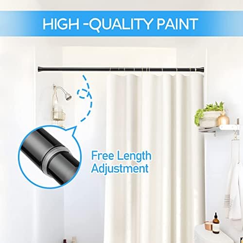 ZipGlo Black Tension Curtain Rod 28-48 Inch Adjustable No Drilling