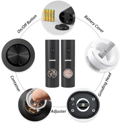 KIEKRO Electric Salt and Pepper Grinder Set