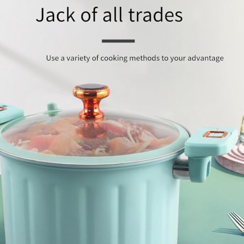 VKEID Cast Iron Stock Pot with Glass Lid and Dual Handles