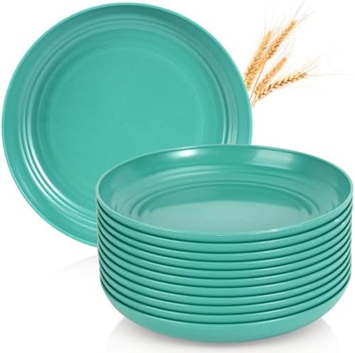 OAMCEG 12pcs Wheat Straw Plates Reusable 9 Inch