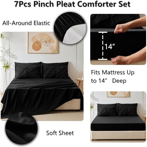 CozyLux Queen Comforter Set 7 Piece Bed in a Bag