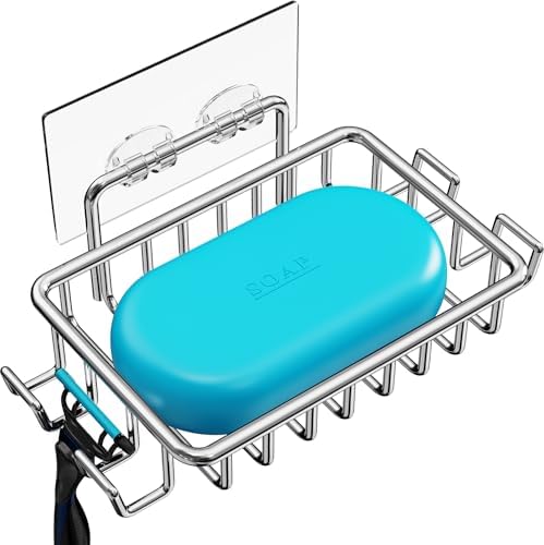 Nieifi Bar Soap Holder with 4 Hooks Stainless Steel