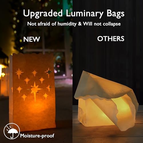 Homemory White Luminary Bags with Stars Design 24