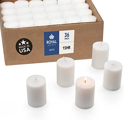 Royal Imports Votive Candles Unscented White Box of 36 15 Hour Burn