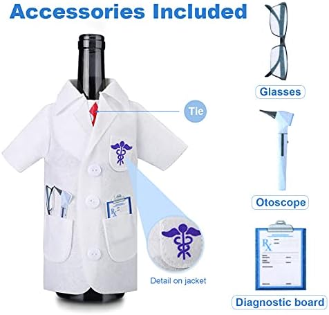 Geiserailie 4 Pcs White Coat Wine Cover Bag for Gifts