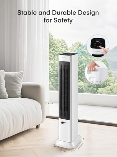 FOHERE Oscillating Tower Fan and Heater Combo - 379 Inch