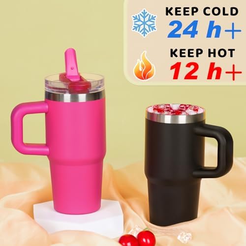 14 oz Leak Proof Flip Straw Tumbler for Kids Hot Pink