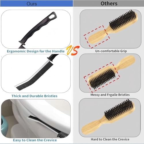 Crevice Cleaning Brush Set 3 Pcs - Stiff Bristle for Bathroom Kitchen Windows