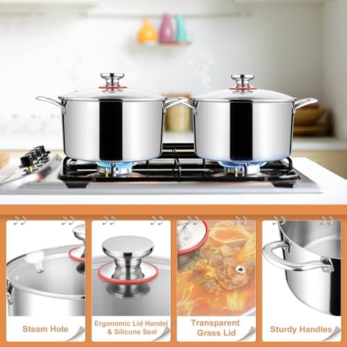 8 Qt Stainless Steel Stock Pot with Glass Lid