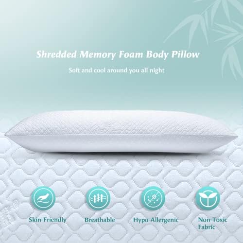 Rainmr Shredded Memory Foam Body Pillow for Side Sleepers