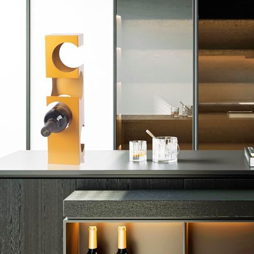 Modern Geometric Wine Rack for Kitchen Bar 4 Bottles